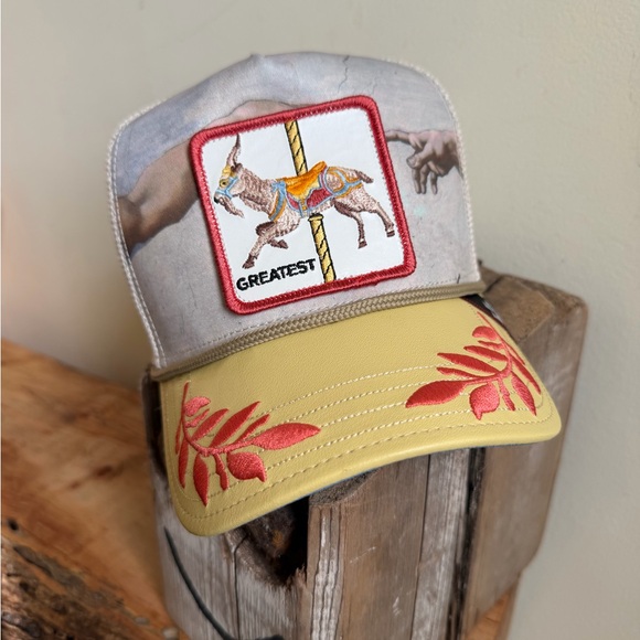 Goorin Bros Other - Goorin Bros “Greatest” Carousel GOAT Yellow and Gray Embroidered Cap